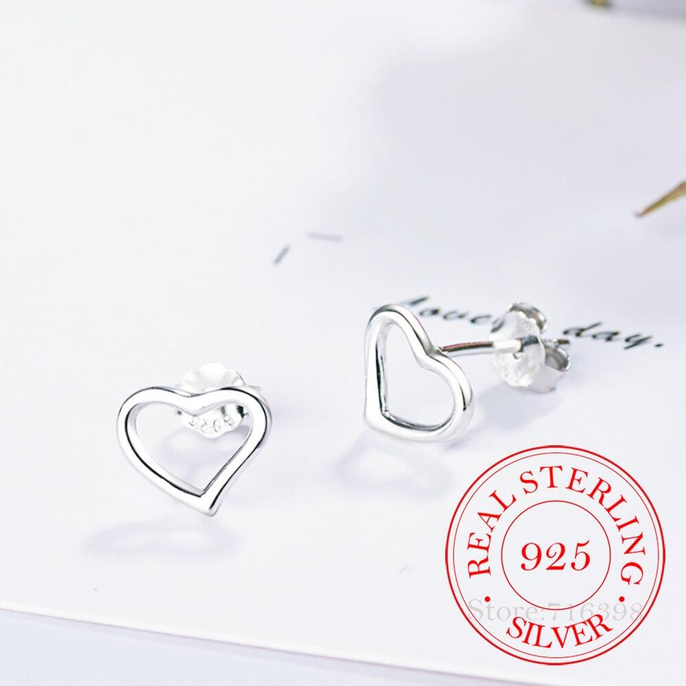 

Серьги-гвоздики из стерлингового серебра 925 пробы с полым сердцем для женщин, подарок для девочек-подростков, Bijoux Pendientes Brincos Mujer