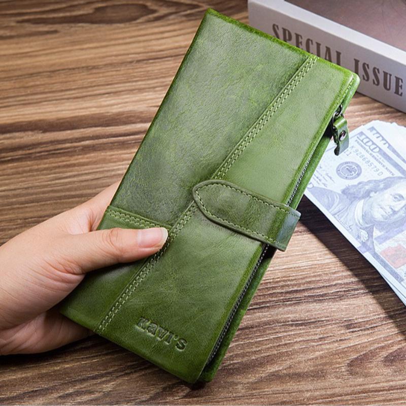 Women Genuine Leather Long Wallets Retro Cowhide Multifunctional Coin Purse Multi Slot Large Capacity Card Bag Clutch High Quality Wallet