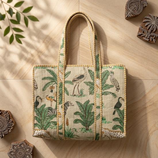Shoulder Bag Usalover925 Multicolor Quilted Cotton Hand Printed Shoulder Bags 122
