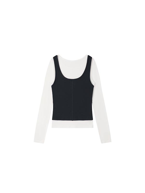 KIRSH Colorblock Layered Slim Fit Long Sleeve [Navy]