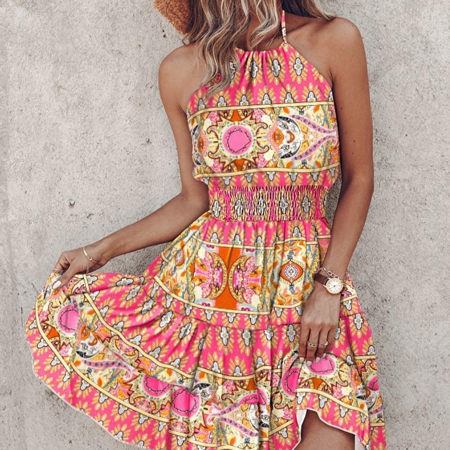 

2025 Лето Новые Модные Женские Сексуальные Пляжные Платья Без Бретелек 2XL розовый