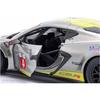 Bburago 1/24 scale diecast model of the 2020 Le Mans race car, Chevrolet Corvette C8R #4, gray. This 1:24 scale diecast model is a finished product of