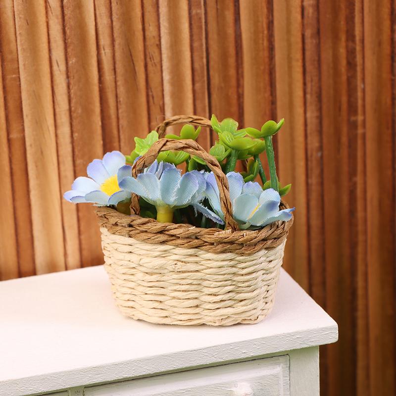1Pc 1/12 Dollhouse Simulation Flower Plant Potted Dollhouse Mini Home Decoration Dolls House Micro Landscape Plant Accessories