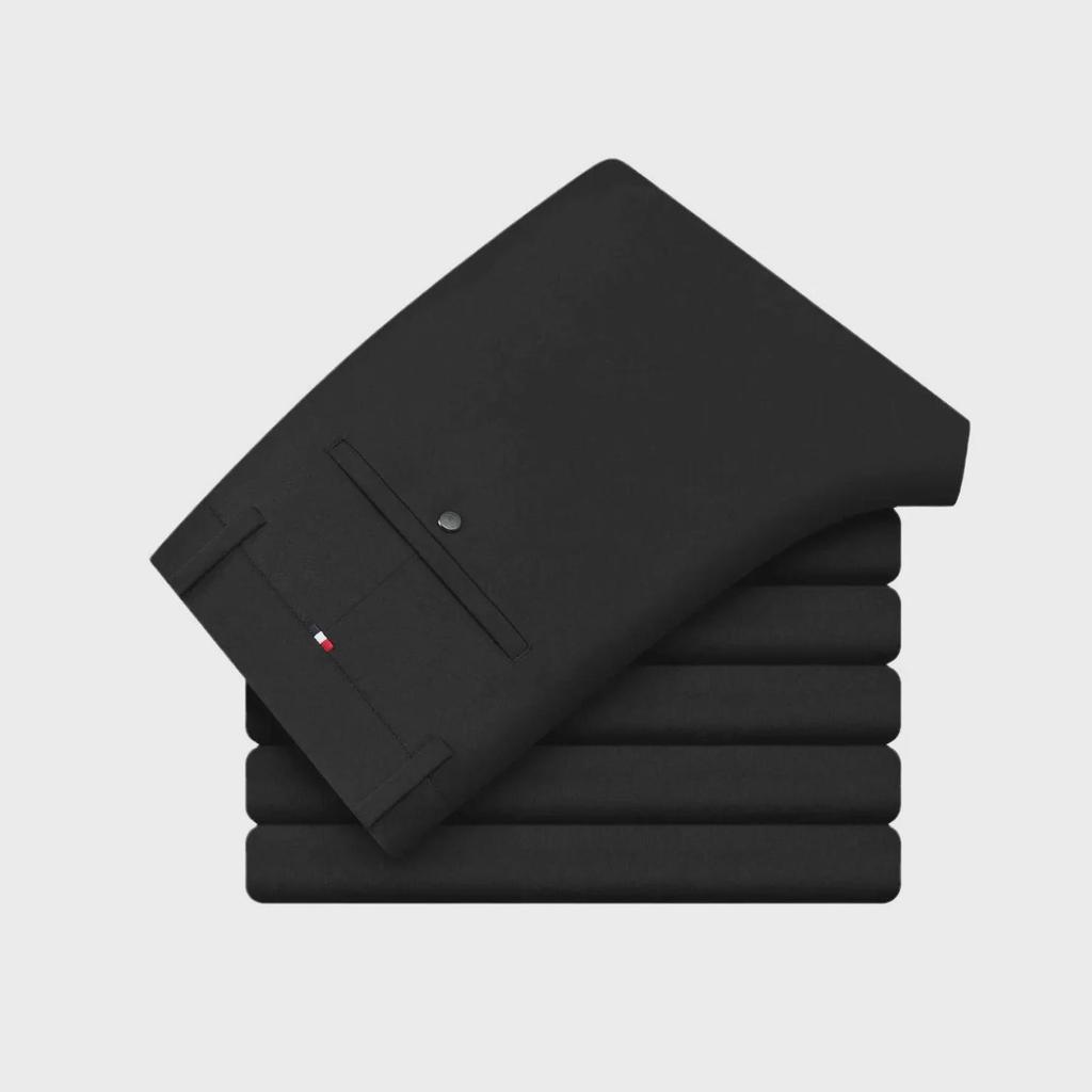 Men's Thickened Nylon Casual Pants - Milk Silk, High Elastic, Straight, Loose Business Trousers with Velvet Inside for Spring and Autumn.