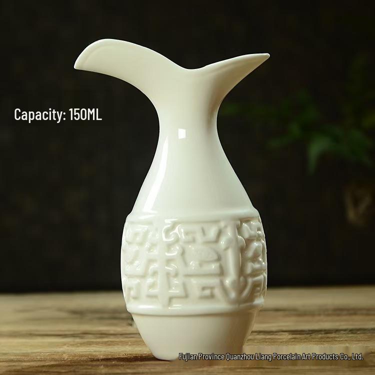 Retro Ceramic Sake and Baijiu Set - Japanese Decanter with Chinese Wine Cups