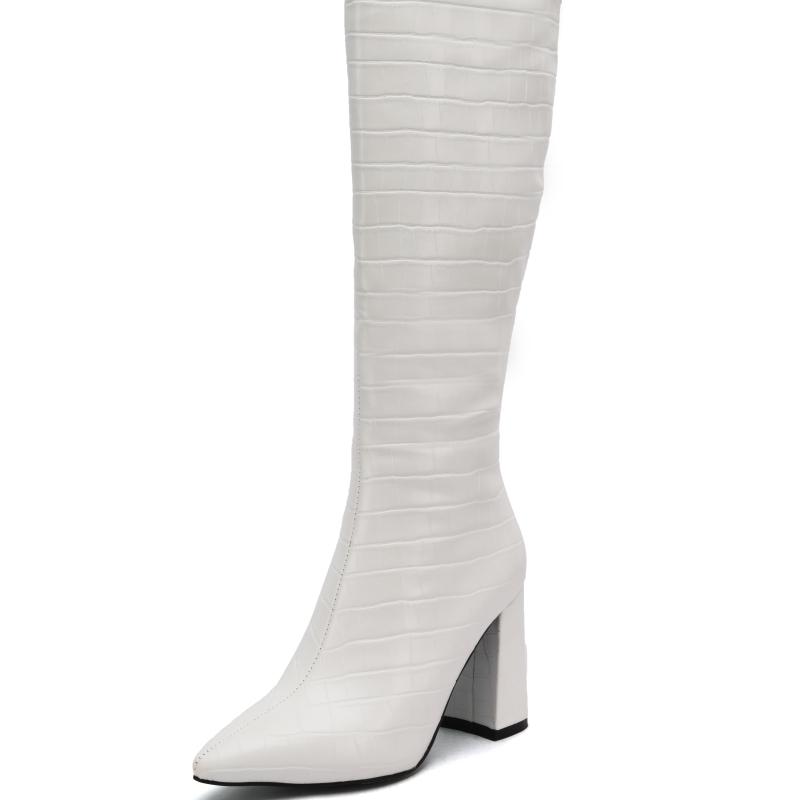 Black White Knee High Boots Women Winter Shoes 2024 Sexy Blue Western Women's Cowboys Long Boot Big Size Footwear Brand