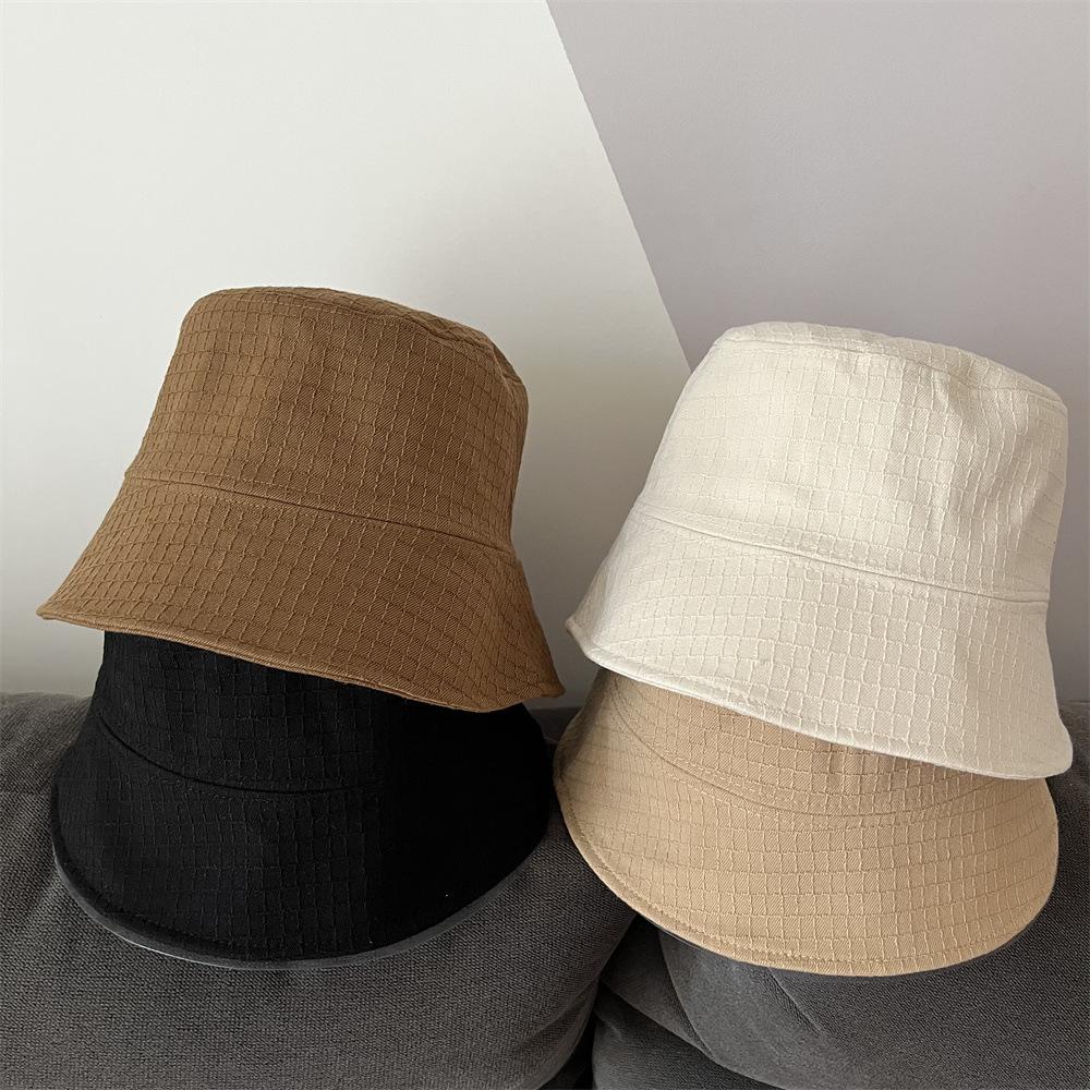 Plaid splicing casual fashion retro versatile street outing basin hat bucket hat bucket hat sun hat
