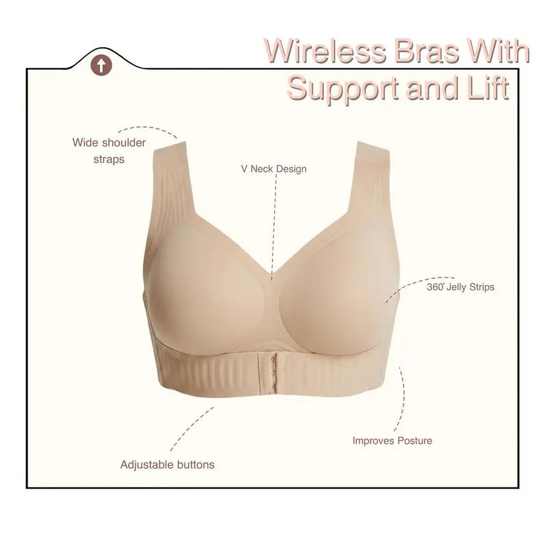 Women European Size Jelly Cup Sports Bra Breathable Posture Support Lifting Anti-Sagging Underwear