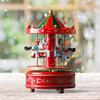 Christmas Wooden Carousel Music Box Ornament Decorative Turn Horse Shaped for Holiday Decoration