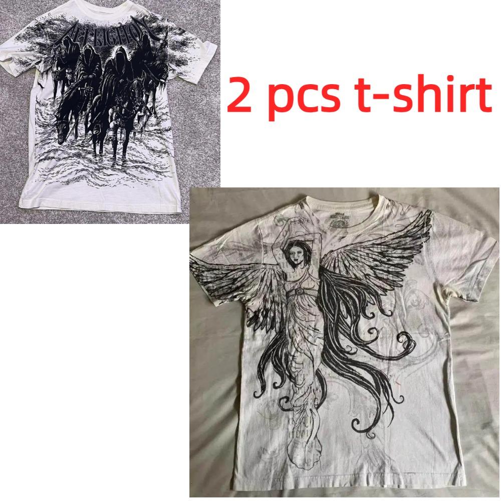 summer Affliction Vintage Tee Oversized Y2K Gothic Streetwear Men's and Women's Retro Rock Men's T-shirt Top