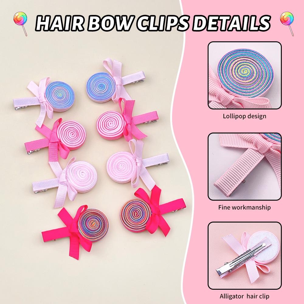Pink Candy Edge Handmade Bow Hair Clip for Kids