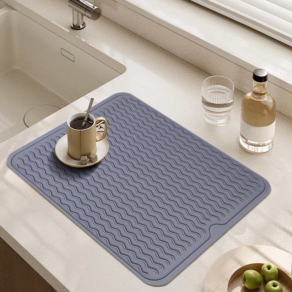 40 X 30 Cm Silicone Dish Drying Mat Rectangle Dish Draining Mat Dish Drying Pad Dish Rack Mat for Kitchen Counter