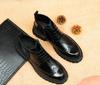 Genuine Leather Thick Soles High-Top Brogue Oxford Dress Shoes For Men Ankle Business Chelsea Boots