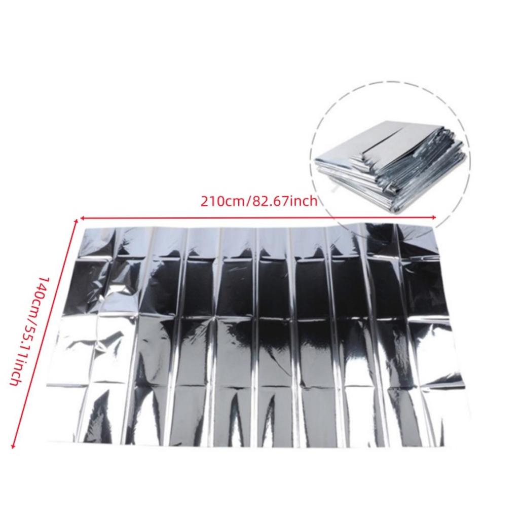 Emergency Thermal Poncho Blanket Lightweight Folding Water Resistant Windproof Sunshade Reusable First Aid Camping Mat Pad Cover