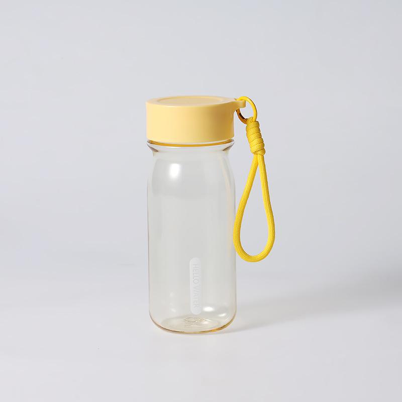 Water bottle simple portable plastic cup, transparent sports water cup with lanyard, student drinking water cup