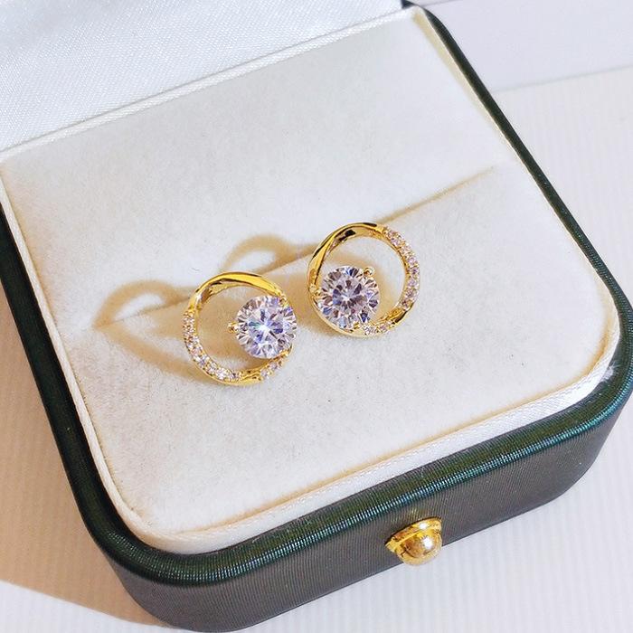 Einfache Kleine Frische Diamant-Steckohrringe Trendiges Mädchen Persönlichkeit Exquisite Kleine Ohrringe Schmuck für Studenten