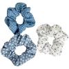 Blue Polka Dot & Floral Sea Salt Scrunchie Hair Tie