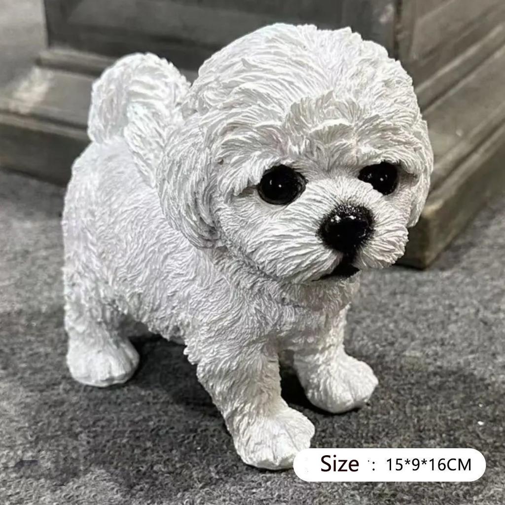 Simulated Dog Model Ornament Resin Dog Sculpture Decoration Bedroom Desktop Decor Home Decoration Accessories Kids Birthday Gift