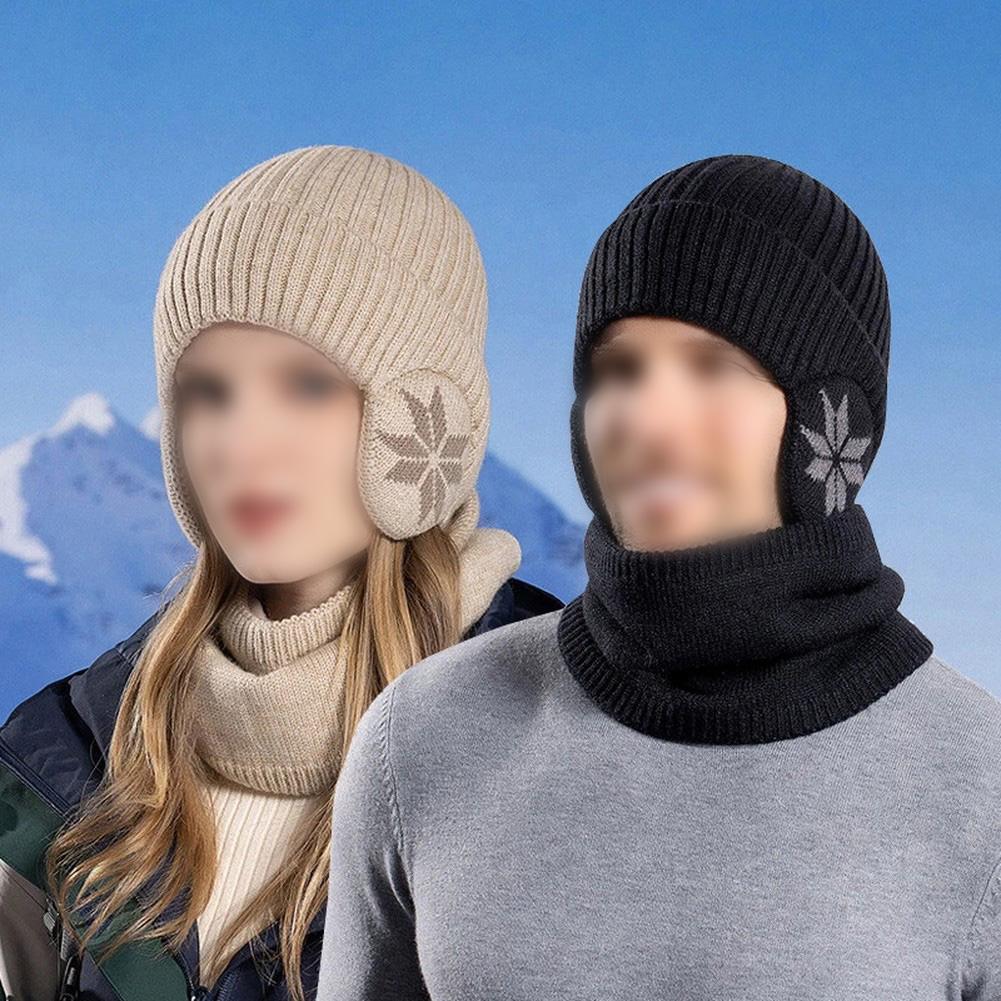Cold Weather Protection Knitted Hat Windproof Earmuffs Winter Pullover Hat