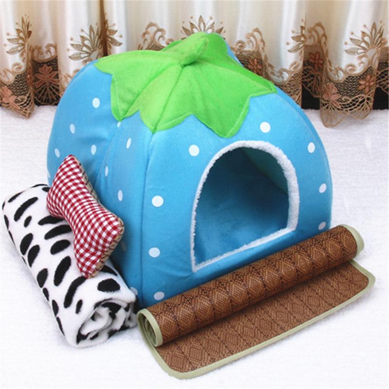 Pet Bed Tent: Mongolian Yurt Strawberry Design for Dogs and Cats
