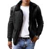 Men Winter Coat Zipper Fleece Solid Color Thick Turn-down Collar Keep Warm Casual Plus Size Long Sleeves Retro Outdoor Coat for Motocycling