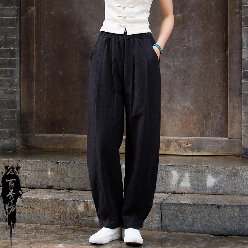 2025 Spring/Summer Women's Cotton Linen Slimming Lantern Pants - Sand Washed Loose Fit.