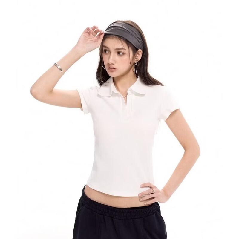 ICH MODE Damen Slim-Fit Polo Crop Top
