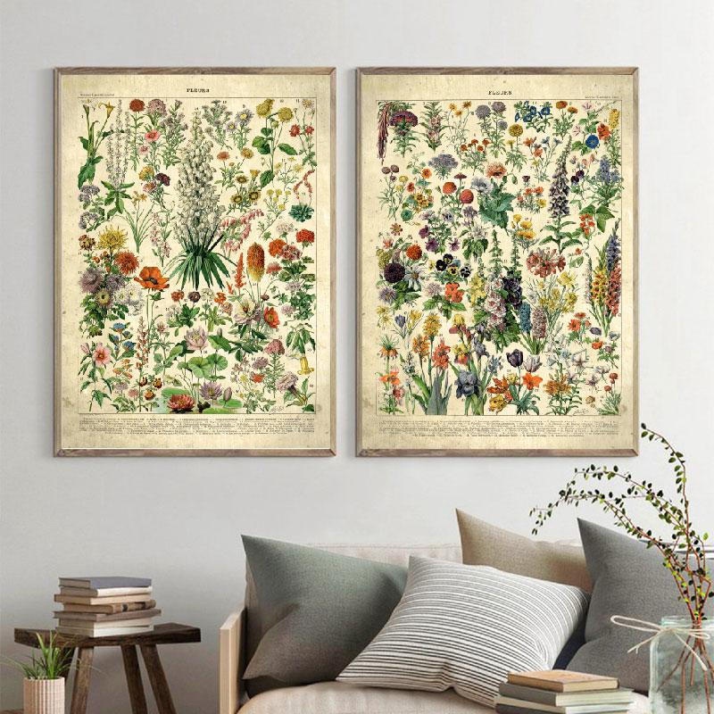 Vintage Vegetable Fruit Botanical Education Poster Mushrooms Chart Drawing Wall Art Canvas Painting for Living Room Decor Quadro