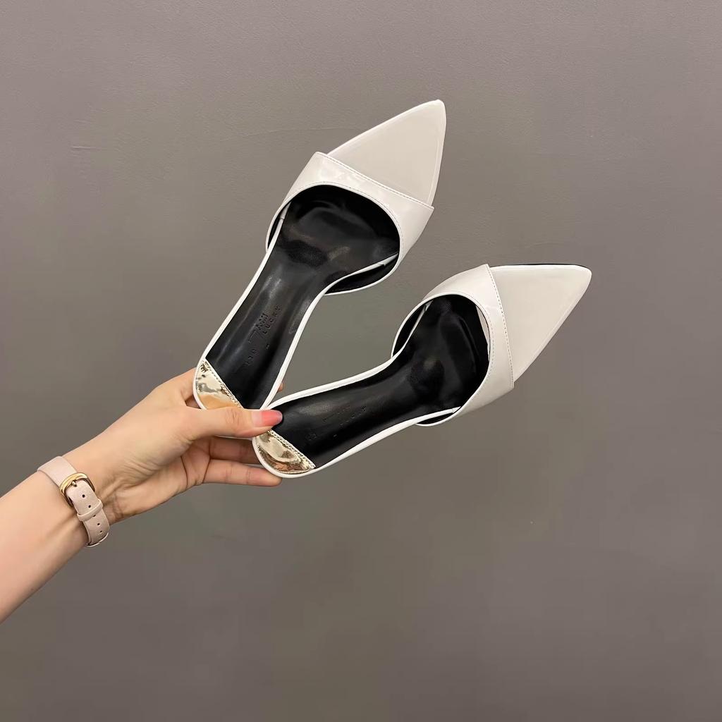 Internet celebrity fashion show legs long high heels slippers women 2025 new summer wear pointed toe stiletto word sandals