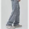 Men's Retro Cross-Embroidered Straight Jeans - Hip Hop Style
