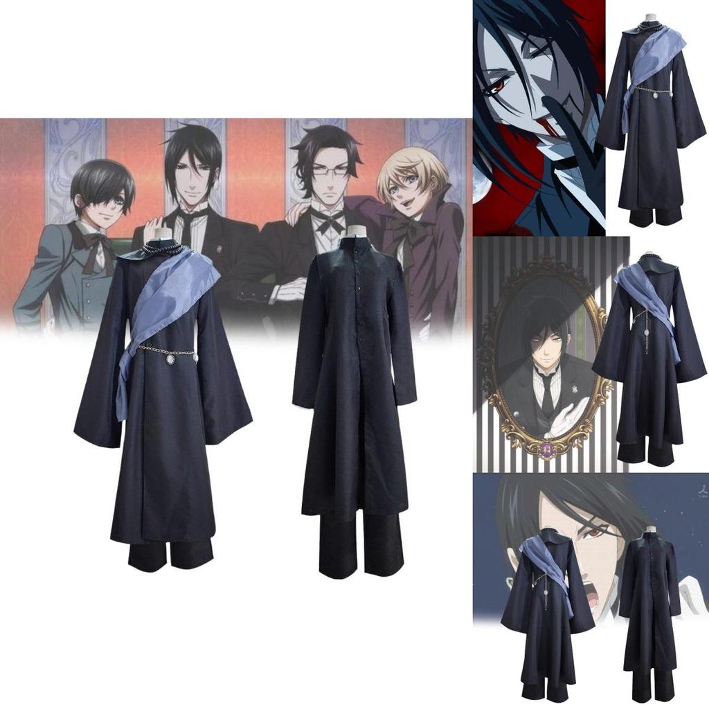 Black Butler Sebastian Cosplay Costume Full Set Funeral Dress With Hat Anime Source