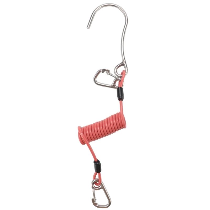 

Stainless Steel Double Reef Hook with Spirals Coil Lanyard Safety Scubas Diving Diver Double Hook Safe Equipment красный