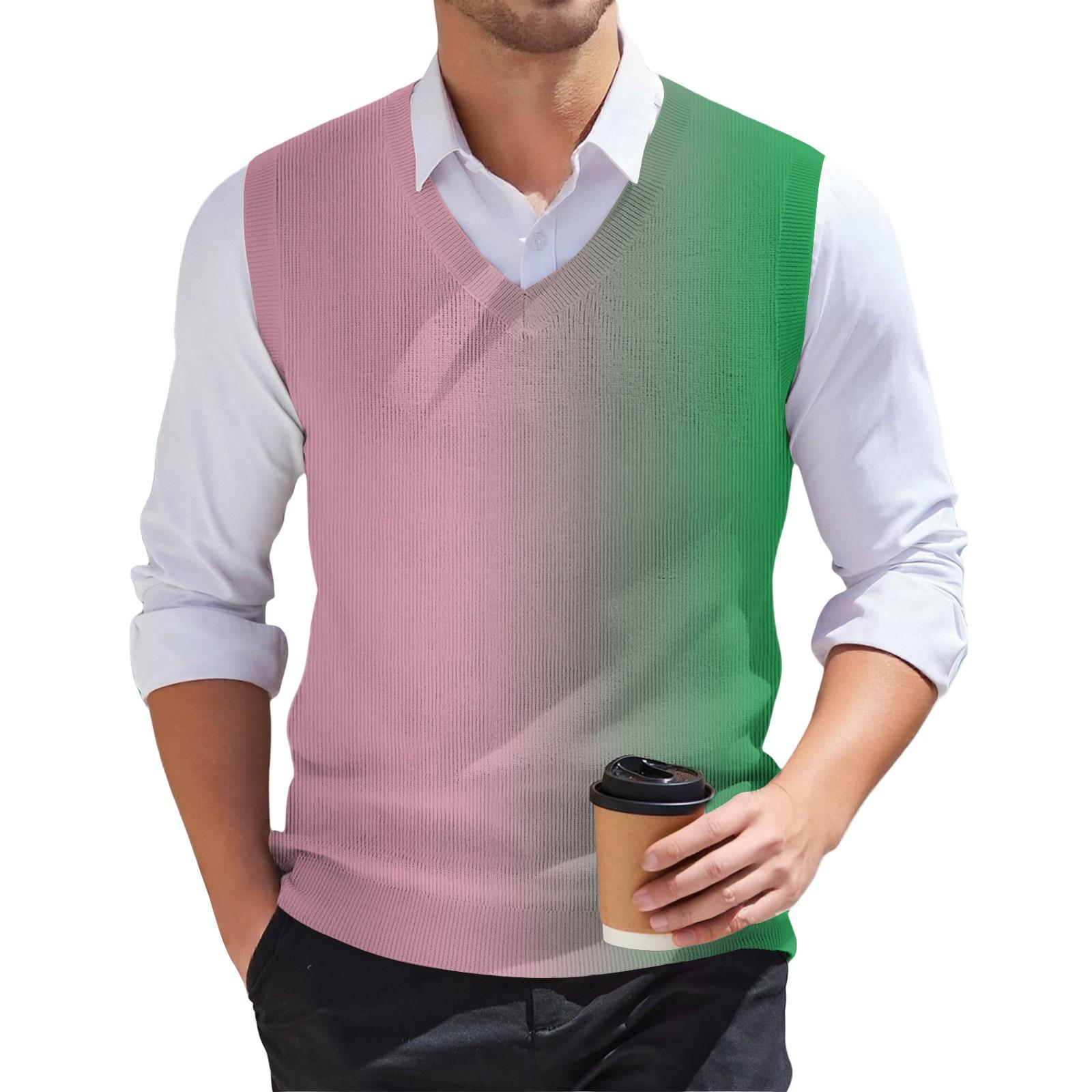 

Мужской модный принтованный V-образный вырез без рукавов трикотажный пуловер M