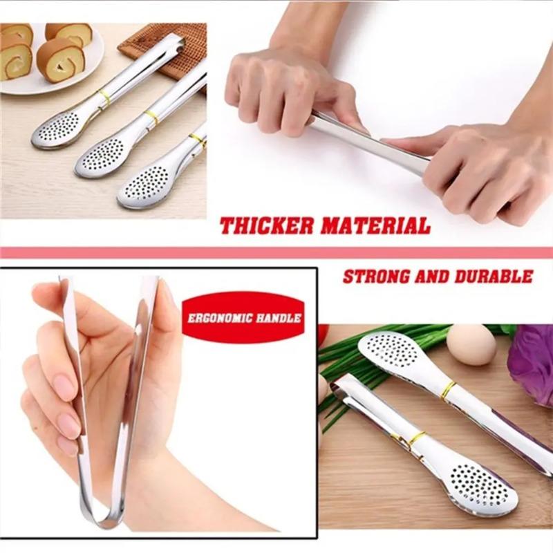 Kitchen Tools Anti-heat Cooking Salad Serving Buffet Clamp Food Clip BBQ Tongs Stainless Steel