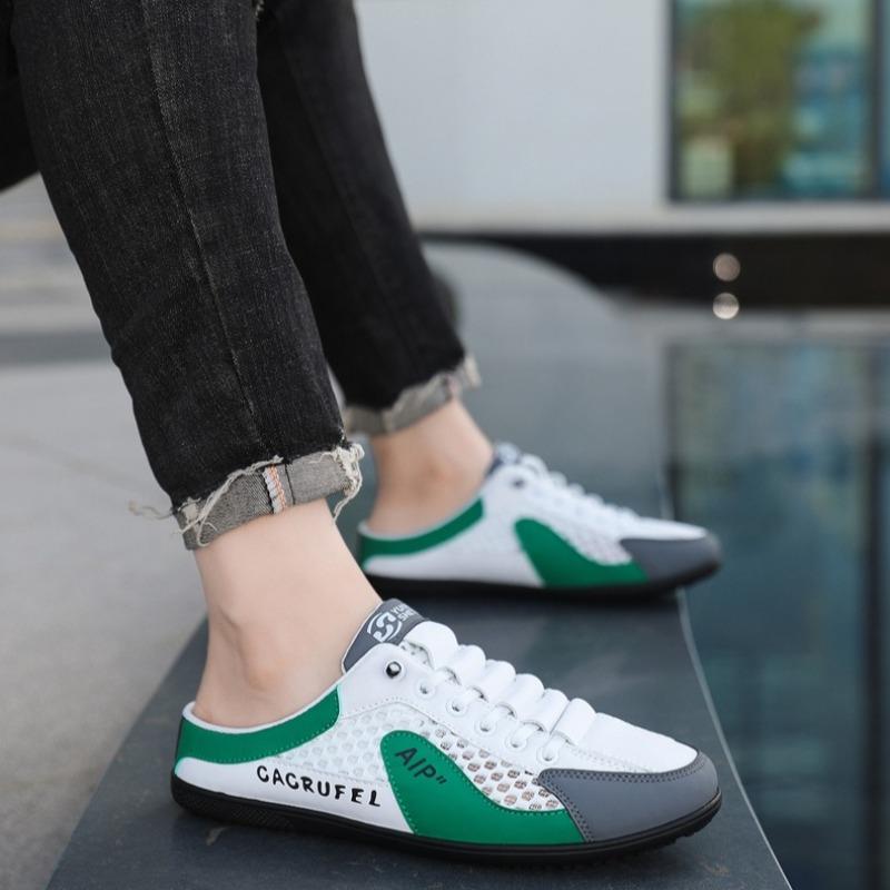Herrenschuhe Sommer BaoTou Halbschuhe Mesh Atmungsaktiv Freizeitschuhe Komfort Fahr-Ballerinas Weiche Sohle Stützende Halbschuhe für Herren