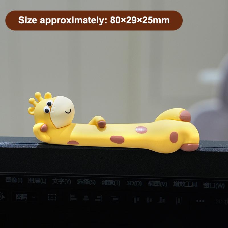 Kawaii Rubber Giraffe Ornament Groove Cartoon Giraffe Figurines Pasted Giraffe Model Computer