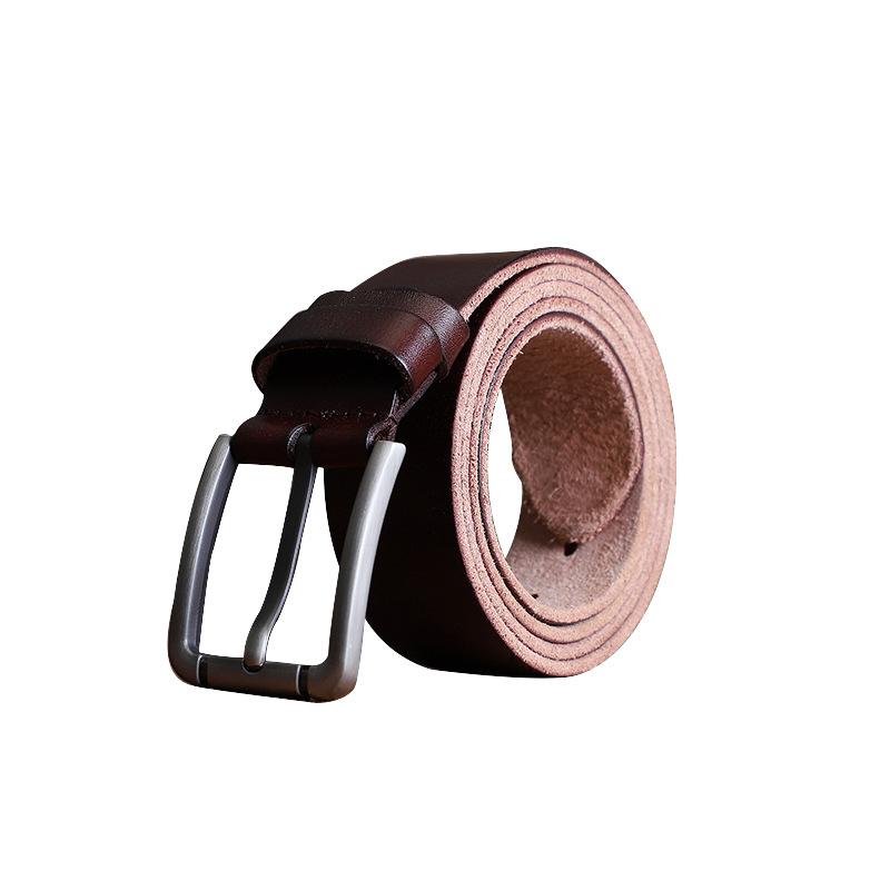 Men'S First Layer Cowhide Washed Craft Soft Leather Middle-Aged And Young People Belt Jeans Simple And Versatile Style