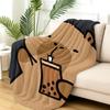 VIKAMA Cute Capybara and Bubble Tea Pattern Blanket, Made of Polyester, Machine Washable, Suitable for Bedroom and Living Room
