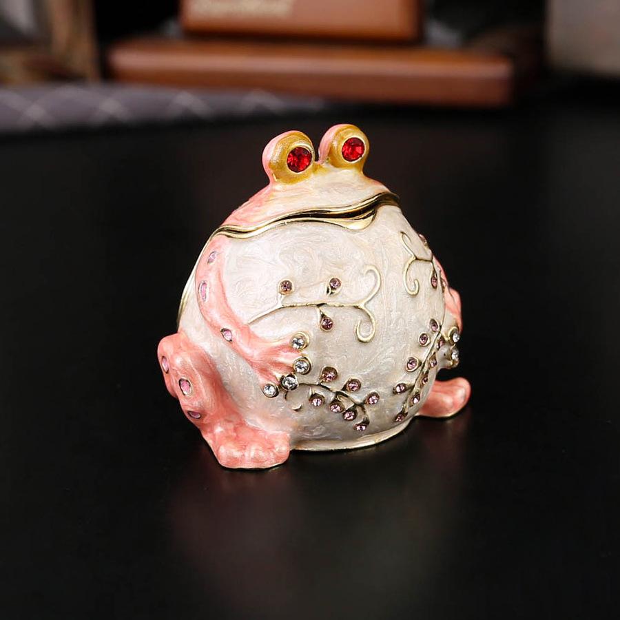 Delicate diamond-encrusted frog jewelry box, trinkets, storage, household ornaments, living room porch ring, stud earrings, flip cover storage