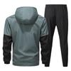 Spring and Autumn Men's Sports and Leisure Set, Color Blocked Hooded Sports Set, Two Piece Set