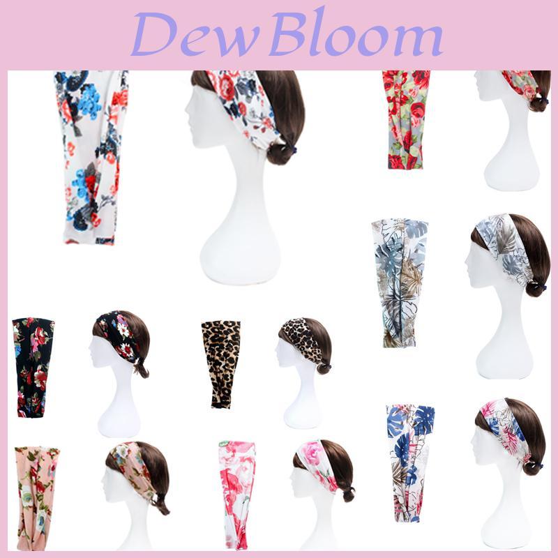 Women's Wide Elastic Stretchy Headband Floral Hair Band For Running And Fitness Sports