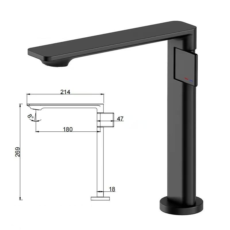 Nouveau Robinet de Lavabo de Salle de Bain Gris Monocommande Eau Chaude et Froide Robinetterie Laiton Mélangeur d'Évier Noir Chrome Gris Robinet