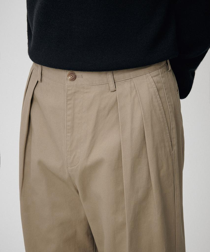 Musinsa Standard Reverse Two-Tuck Wide Chino Pants [Beige]