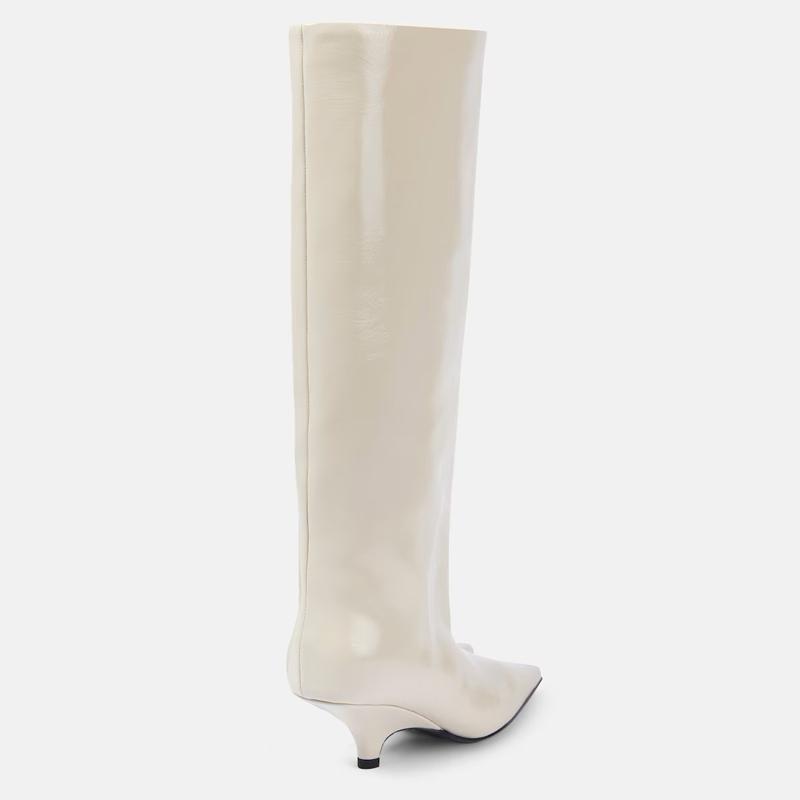 Krazing Pot Chaussures en microfibre pour automne et hiver, talons aiguilles, grande taille 45, taille 44, taille 46, bottes au-dessus du genou pour femmes