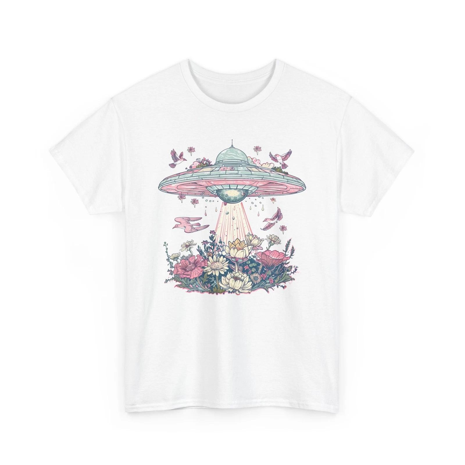 Floral UFO Alien Shirt | Space Style T-Shirt | Alien UFO Graphic Tee S