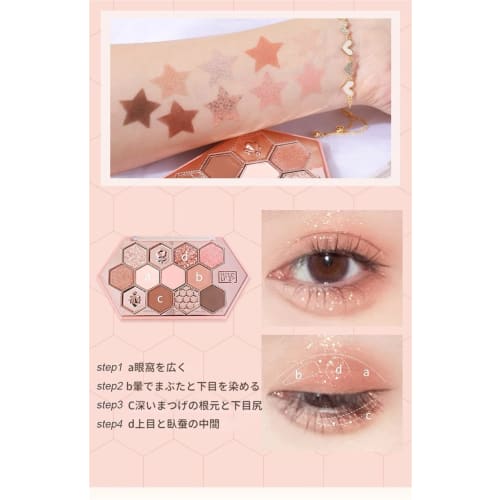 YAYAMIYA Eye Shadow Cute Honeycomb 12 Color Makeup Palette Eye Shadow Eye Shadow Palette Honey Sugar Tea Powder Eye Shadow Ins Eye Shadow Blush Dual-u