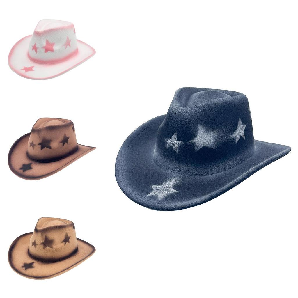 Cowboy Fedora Hat With Fivepoint Star Paint For Men Women Summer Winter