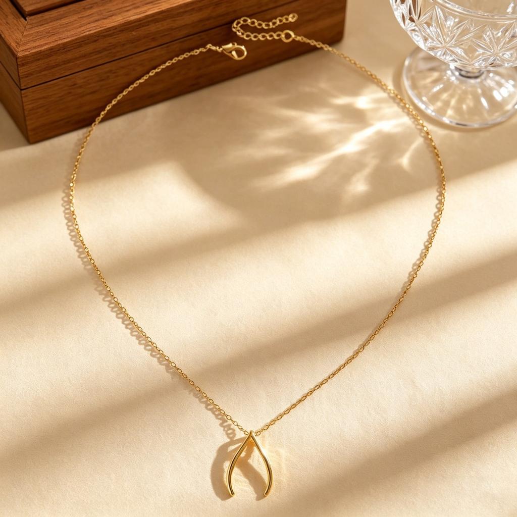 Minimalistische Gabelbein-Anhänger-Halskette Einfacher Glücksbringer Schmuck