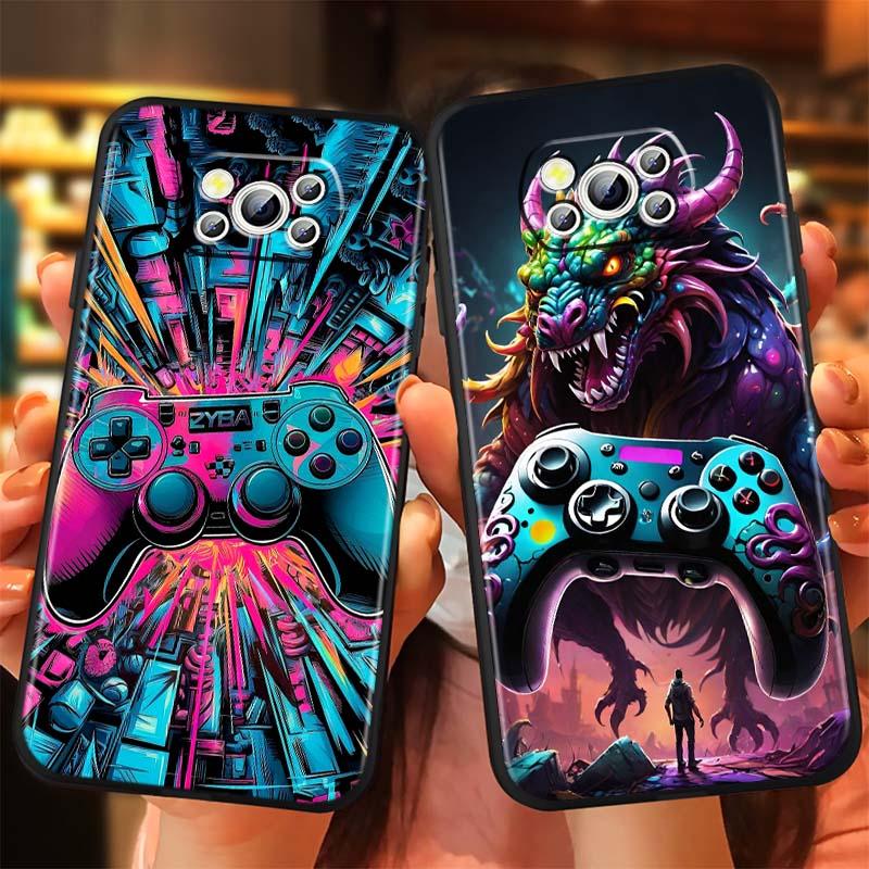 Creative game controller For Xiaomi Mi Poco F3 F4 F5 F6 X3 X4 X5 X6 X7 M3 M4 M5 M6 M7 GT Pro 5G Black Phone Case