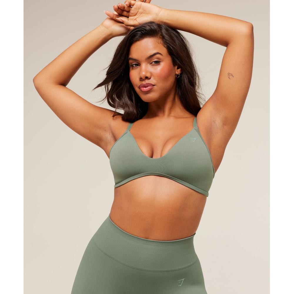 Gymshark Soft Sculpt V Neck Sports Bra Unit Green B5b9n Ecjf